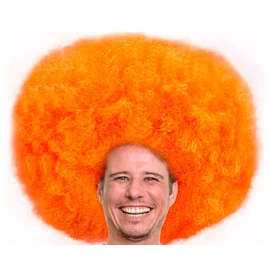 Hatstar XL Afro Wig | Kraushaar Curly Head Wig | Rasta Afro Wig | Costume Hippie Accessory for Carnival and Fancy Dress (Orange)