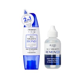 Red by Kiss All Mighty Bond Lace Front Wig Glue & Remover Set, Dual Tip Applicator, Instant Dry, Water Resistant, Strong Hold for Wigs, Frontals, Toupees, Safe for Sensitive Skin, Front Wig Remover