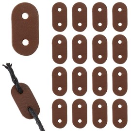 Hobbspring 50pcs Cord Locks Oval PU Leather Toggle Stopper Double Hole Drawstring End Adjuster Fastener for Casual Jacket Hoodie Pants Sweatpants Coats Waist Outwear Backpack
