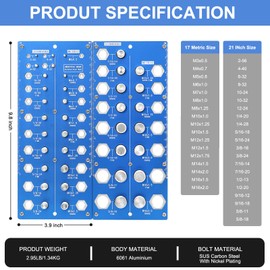 Aogbra Inch and Metric Thread Checker, Nut and Bolt Thread Checker, Bolt Size and Thread Gauge, Bolt and Nut Identifier Gauge (21 Inch and 17 Metric)
