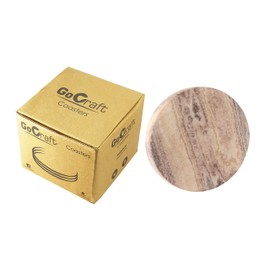 GoCraft Sandstone Absorbent Coasters | Natural Yellow Sandstone Round Coasters for your Drinks, Beverages & Wine/Bar Glasses (Set of 6)