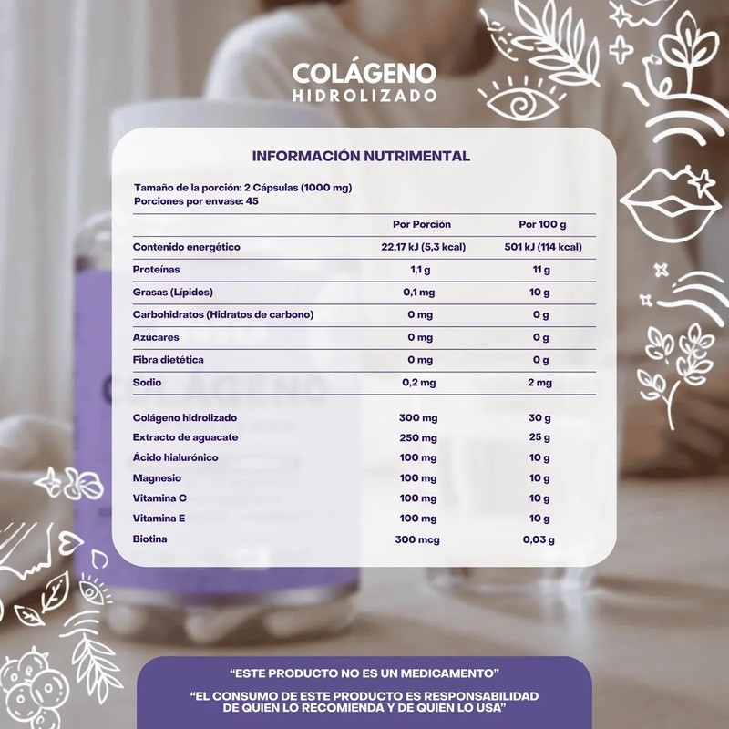 AG Persea - Capsulas De Colageno Con Biotina 90 Capsulas,