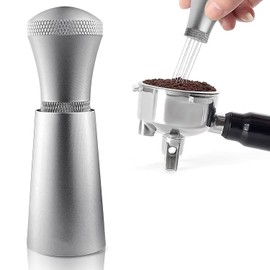 Espresso Distribution Tool with WDT Needles - 0.3mm Stainless Steel, Aluminum Alloy Handle with Stand, Black Coffee Tampers