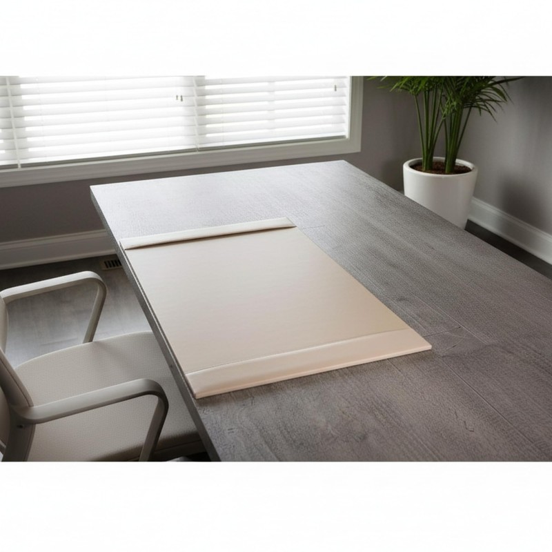 White Latte Bonded Leather 30" x 18" Side-Rail Desk Pad