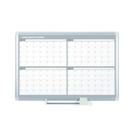 MasterVision Planning Board, Magnetic Dry Erase, 4 Month Calendar Board with Aluminum Frame, 36" x 48"