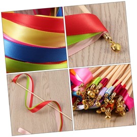 20Pcs Wooden Ribbon Fairy with Bells Party Favors for Girls Toddler Dance Streamers Wedding Decorations Colorful Fairy Sticks for Kids Christmas Birthday Outdoor Fun