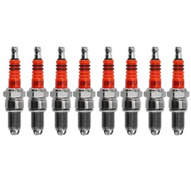 PRO BAT D8TJC D8TC 3 Electrode Spark Plug for CG 125cc 150cc 200cc 250cc CF250 4 Stroke Gasoline Engine Dirt Bike Go Kart Moped Scooter ATV Motorcycle Orange, 8Pcs