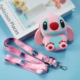 ENENSET Kawaii Stitch Crossbody Bag with Adjustable Shoulder Strap, Handbag with Zipper Cute Anime Stitch Coin Wallet Purse Shoulder Bag Coin Pouch Accessories Money Bag for Students Teens Girls Boys