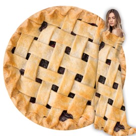 Pie Food Throw Blanket, Warm Lightweight Soft Round Blanket Lightweight Throw Blanket for Living Room Sofa, Funny Novelty Gifts for Teens, Kids 35 Inches