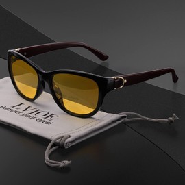 LVIOE Night Driving Glasses for Women Polarized Anti Glare Yellow Lens UV Protection CLN572