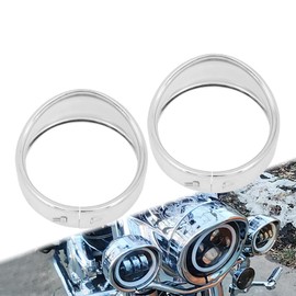 HCmotorku Motorcycle 4.5'' Auxiliary Fog Light Trim Ring Cover 4 1/2" LED Passing Lamp Trim Rings Visor Style Fit for Harley Touring Electra Glide Road King Chrome