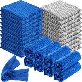 Shellwei 100 Pcs Cooling Towels Bulk 40 x 12 Inch Ice Towel Microfiber Sports Cooling Towels for Neck Face, Breathable Chilly Towel for Yoga Sport(Royal Blue, Light Gray)