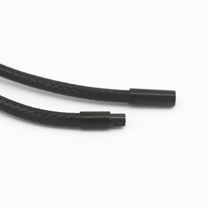 Glory Qin Cordón de cuero trenzado negro de 3 mm,