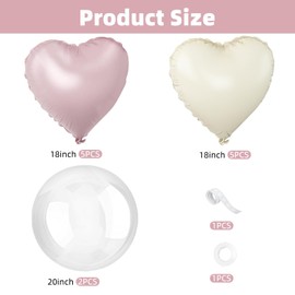 Pink White Heart Balloons 12pcs Cream Baby Pink Mylar Heart Shaped Balloons and Bobo Balloons Valentines Balloons 20in 18in Matte White Pink Helium Foil Balloons for Valentines Wedding Engagement