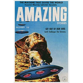 American Gift Services - December 1957 Amazing Stories Magazine Vintage Science Fiction and Fantasy Book Cover Art Poster - 11x17