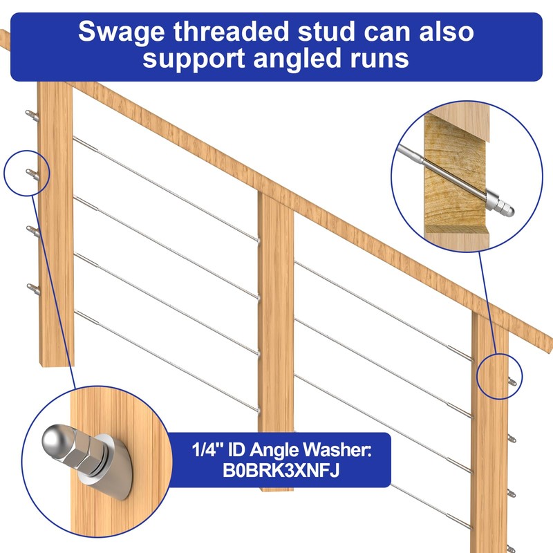 BLIKA 100 Pack 6" Long Swage Threaded Stud Tension End