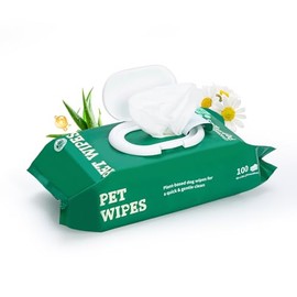 Watreeco 100 Pet Wipes for Dog and Cats, Alcolhol Free Hypoallergenic Wipes Suitable for Cleaning Paws, Butt, Face, Body, Ear and Eye Area, 8 x 8 Inch, Unscented