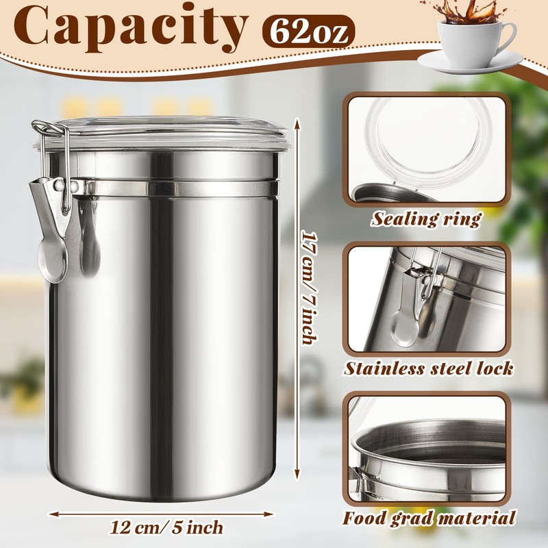 Lallisa 12 Pcs Stainless Steel Canisters 62 oz Stainless Steel