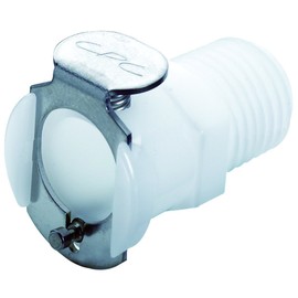 Colder PLCD10004 Acetal Tube Fitting, Coupler, Shutoff, In-Line, 1/4" Flow Coupler x 1/4" NPT Male