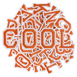 CLINTT 52Pcs Iron on Letter, Alphabet A to Z Patches with Ironed Adhesive, Decorate Repair Patches for Jackets Shirts Hats Bags Jerseys - Orange