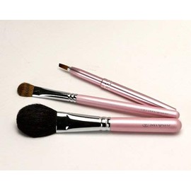 Kumano Brush Makeup Brush Set, Luxury Kumano Makeup Brush, Pink Pearl, Set of 3, Middle Shaft Type, Present, Packaging