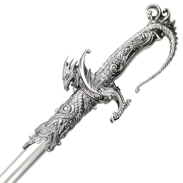 Saint George Dragon Saber Fantasy Knight Sword - Dull Blade - for Collections, Gifts