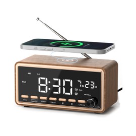 Digital Alarm Clocks Radio for Bedrooms,FM Radio & White Noise Sound Machine with Timer,Bluetooth Speaker,Dual Alarm Clock with Wireless Charging,Dimmable Big LED Display,Holiday Gifts for Men Women