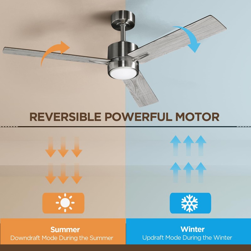 VAGIZM Ceiling Fan 52'' with Light: Modern Remote Control Fans