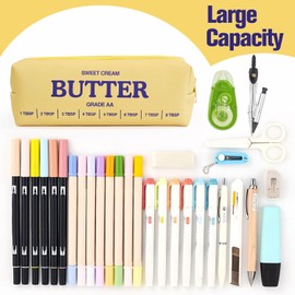 Pencil Case Aesthetic, Funny Buttersticks Soft Pencil Case with Zip for Teenagers Girls Boys Women Men Adults Pencil Case College School Supplies Pencil Case Back to School Ess