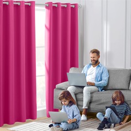 HOMEIDEAS Raspberry Blackout Curtains, Hot Pink Curtains for Bedroom 52 X 84 Inch Length 2 Panels Set Room Darkening Bedroom Curtains, Soundproof Thermal Grommet Window Curtains for Living Room