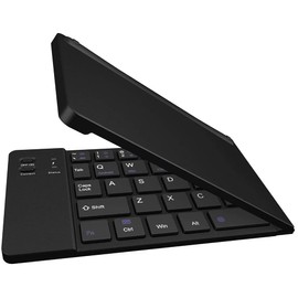 Wireless Bluetooth Keyboard Compatible with Dell XPS 13-9370-D1605G Plus Phone HolderStand - Ultra Slim Folding Rechargeable FullSize Keyboard!