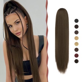 Sofeiyan Ponytail Hairpiece Hair Extension with Drawstring 60 cm Long Straight Braid Ponytail Natural Soft Hair Extension Synthetic Ponytail Extension for Women