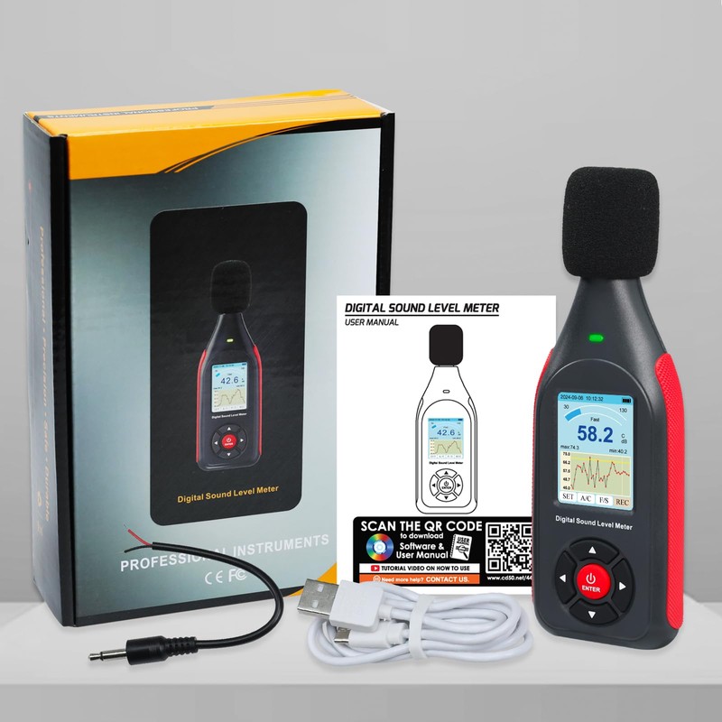 Sound Level Meter Decibel Meter Data Logger with A/C Frequency