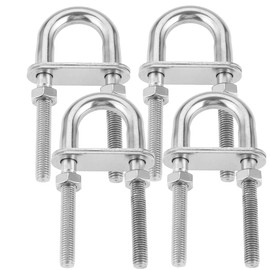 Pack of 4 U Bolts, M5 M6 M8 M10 M12 Stainless Steel 304 U-Bolt Threaded Bracket with Nut Plate