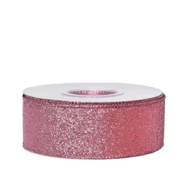 Ribest Rose Gold Glitter Wired Ribbon for Christmas Tree Wreath Decoration Home Décor Gift Wrapping Crafts Sewing, 1 1/2 Inch 10 Yard