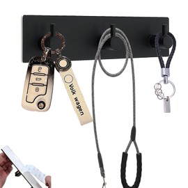 Kingdong Key Holder for Wall 304 Stainless Key Hooks Adhesive Key Holder Wall Mount Key Hanger with 3 Heavy Duty Hooks Key Organizer for Kitchen, Bedroom, Bathroom (Black(3 Hooks))