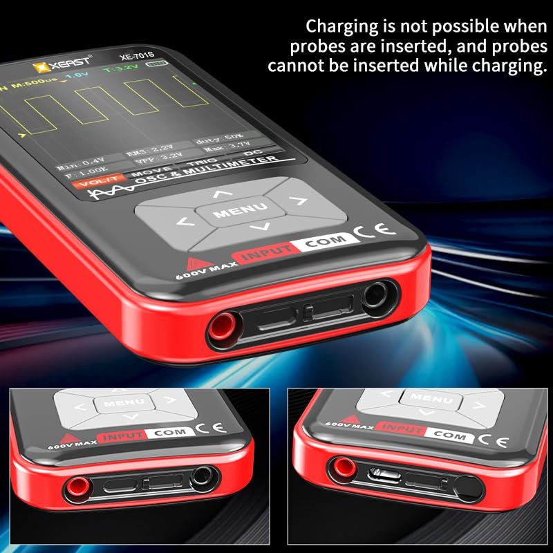 XEAST Handheld Oscilloscope Multimeter Digital - 9999 Counts, 5MHz Bandwidth,