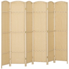 HOMCOM Room Divider, 6 Panel Folding Privacy Screen, 5.6' Tall Freestanding Wall Partition for Home Office, Bedroom, Beige