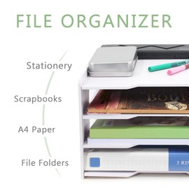 SONGWAY Scrapbook Paper Organizer 12x12-4 Tier File Organizer for Desk, Scrapbook Paper Storage, Paper Holder, 12x12 Stackable Paper Trays, Desktop Paper Storage Organizer Cube for Home Office