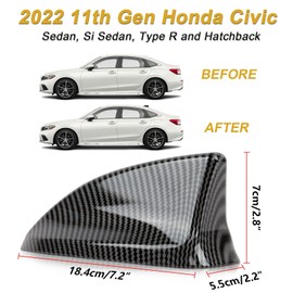 psler Car Auto Shark Fin Antenna Cover Roof Aerial Cover Trim Exterior Decoration for 2022 11th Generation Honda Civic Sedan, Si Sedan, Hatchback and Type R Carbon Fiber