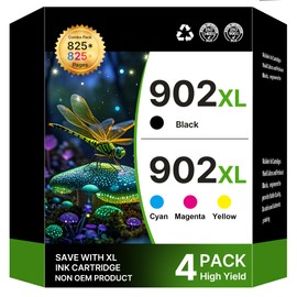 902XL Ink Cartridges for HP Printer Replacement for HP 902XL Ink Cartridges Combo Pack 902 XL for HP OfficeJet Pro 6978 6968 6970 6960 6975 OfficeJet 6958 6962 6950 Printer (Black Cyan Magenta Yellow)