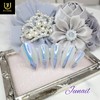 Blue powder point handmade nail tip - Long ballerina /