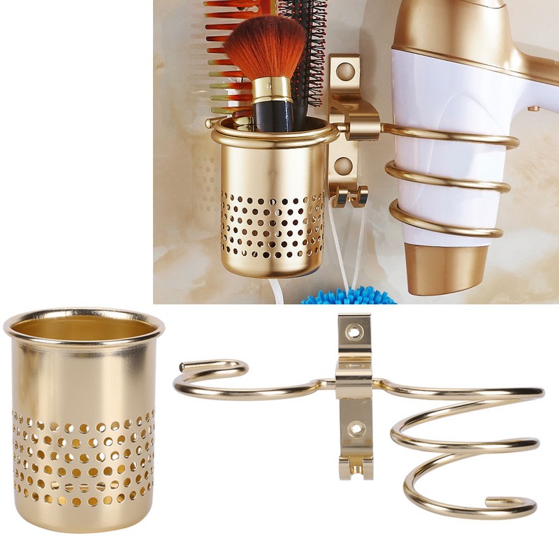 Space Aluminum Wall Mounted Hair Dryer Holder Spiral Hair Care