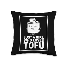 Just a Girl Who Loves Tofu Funny Vegan Vegetarian TOFU Throw Pillow