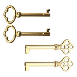 KY-3AB and KY-2AB Universal Skeleton Keys, Antique Skeleton Keys, Skeleton Key Set for Classical Vintage Furniture, Chinese Cabinets, Vintage Dressers, Elegant Brass Color (4 pcs)
