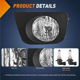 Nilight Fog Lights Assembly Compatible with 2006 2007 2008 2009 Toyota 4runner Left Driver and Right Passenger Side Clear Lens w/9006 12V 51W Bulbs