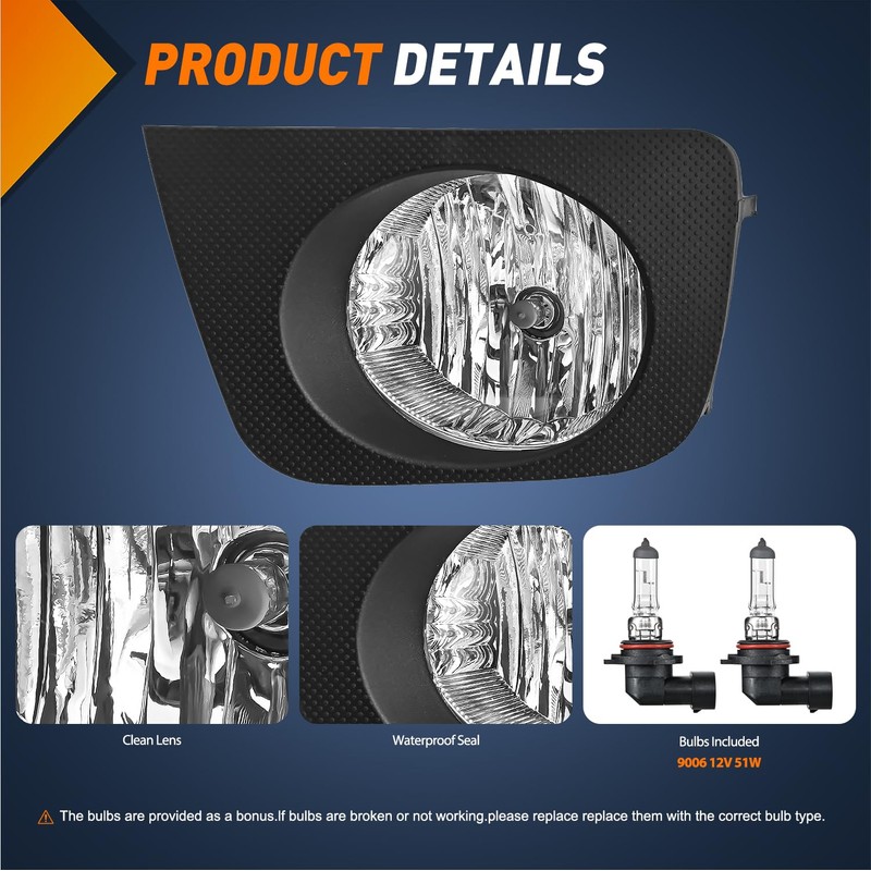 Nilight Fog Lights Assembly Compatible with 2006 2007 2008 2009