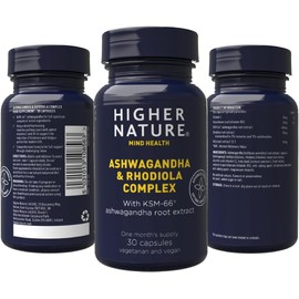 Higher Nature - Ashwagandha & Rhodiola Complex - Reduce Fatigue - Holy Basil Extract - Ashwagandha Capsules - Vegetarian & Vegan - 30 Capsules