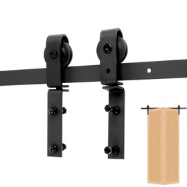 Bi-Folding Sliding Barn Door Hardware - Thilemon 48.1'' for 2 Door，Sliding Barn Door Hardware Kit，Smoothly and Quietly Black Roller Guide Rail Kit (No Door)