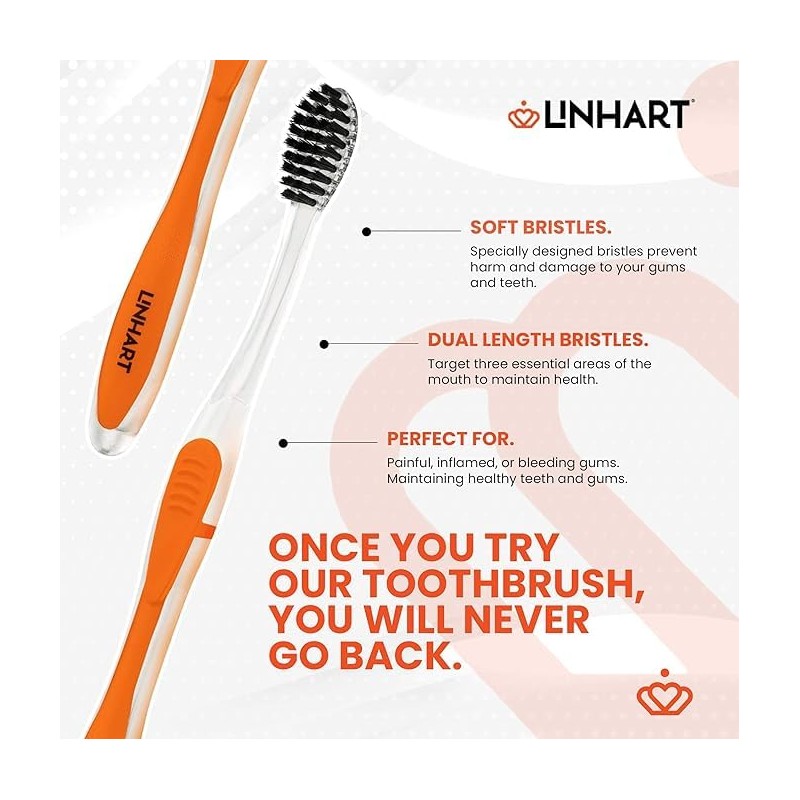 LINHART Extra Soft Toothbrush – Teeth Whitening Toothbrush with Multi